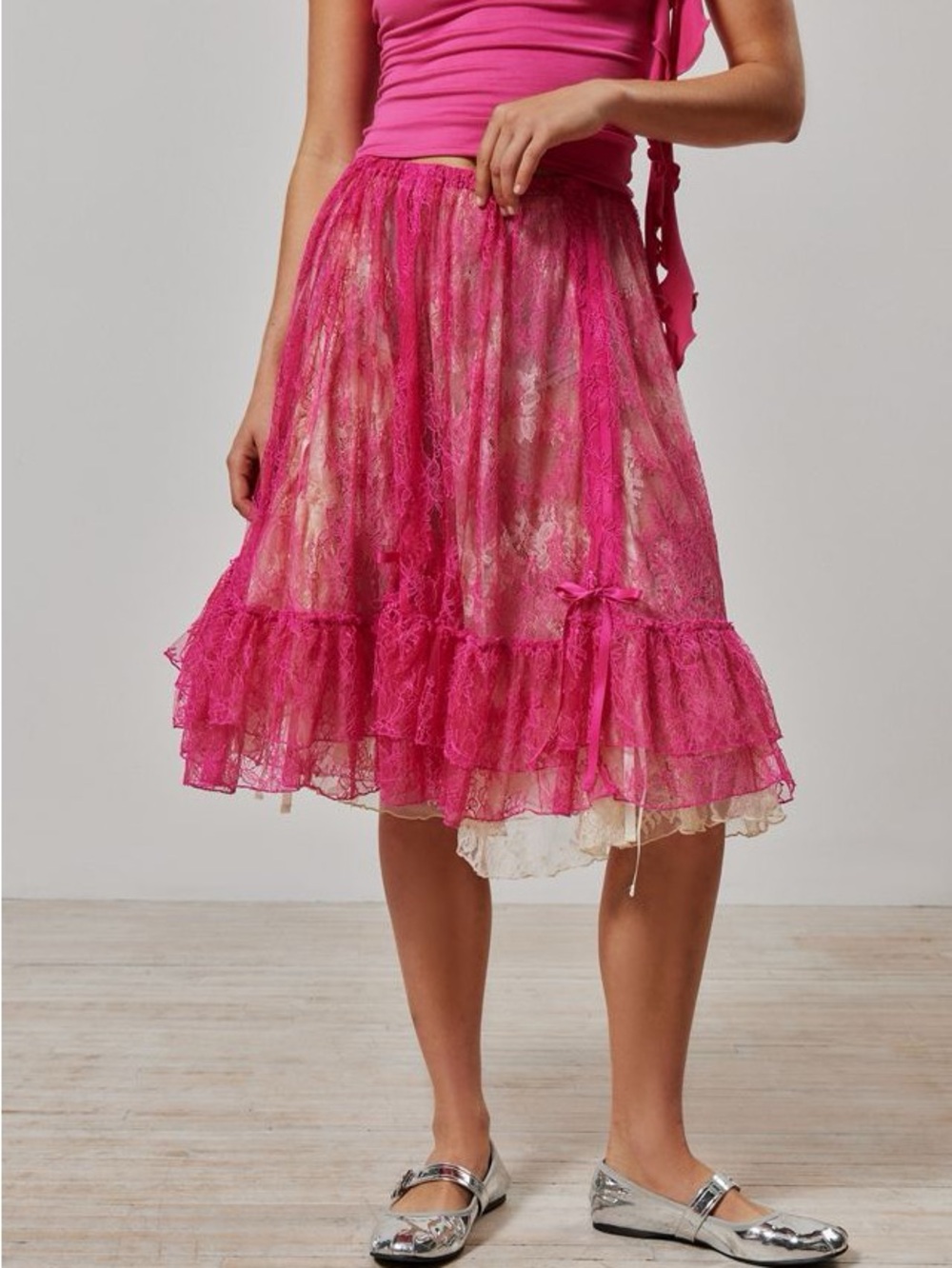 Kimchi Blue Maeve Sheer Lace Midi Skirt